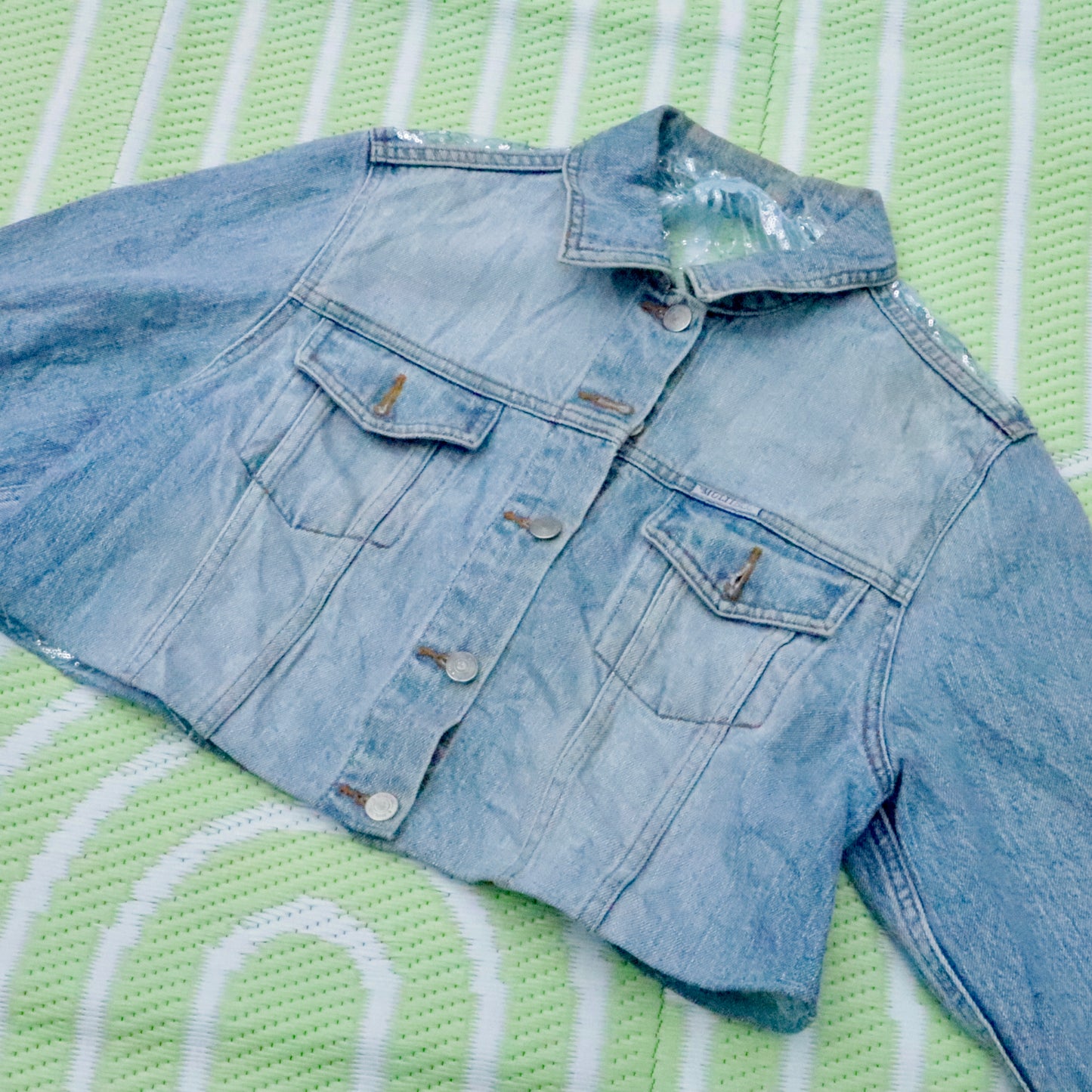 Glitzy - Cropped Reworked Denim Jacket - Cori Eclectic Co.