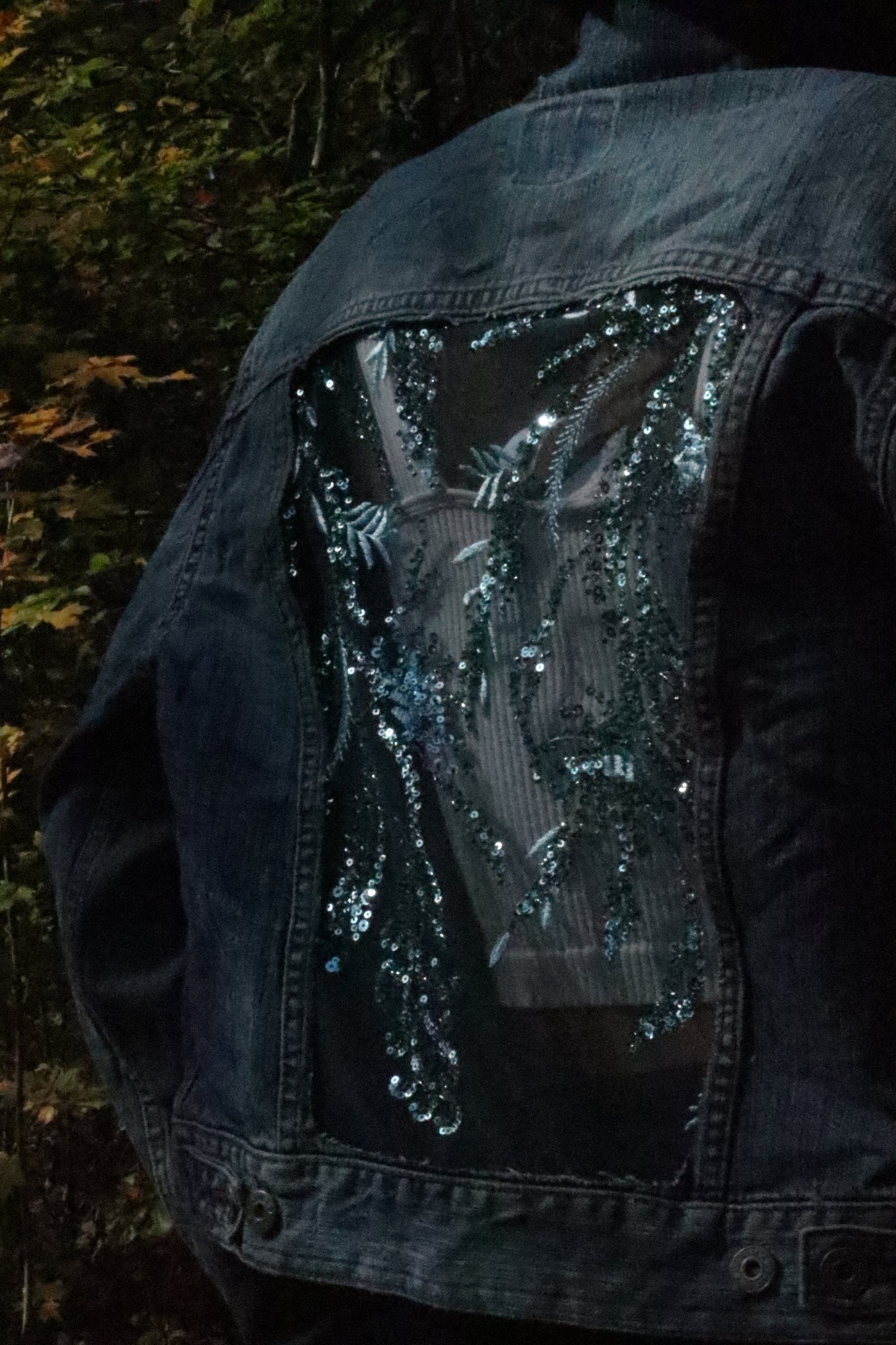Glimmering Sea - Reworked Denim Jacket - Cori Eclectic Co.
