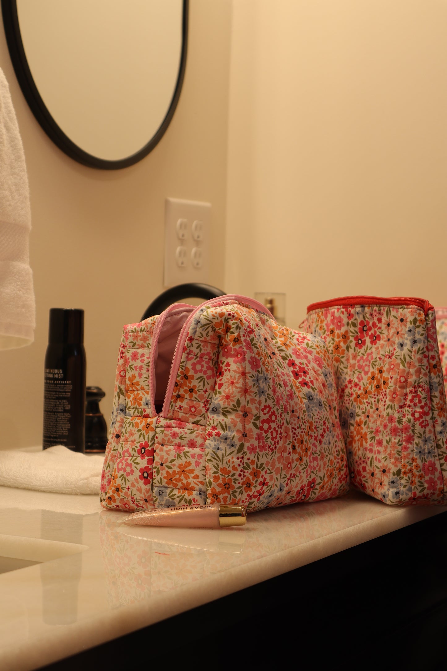 Boxy Floral Makeup Bag (Pink Edition) - Cori Eclectic Co.