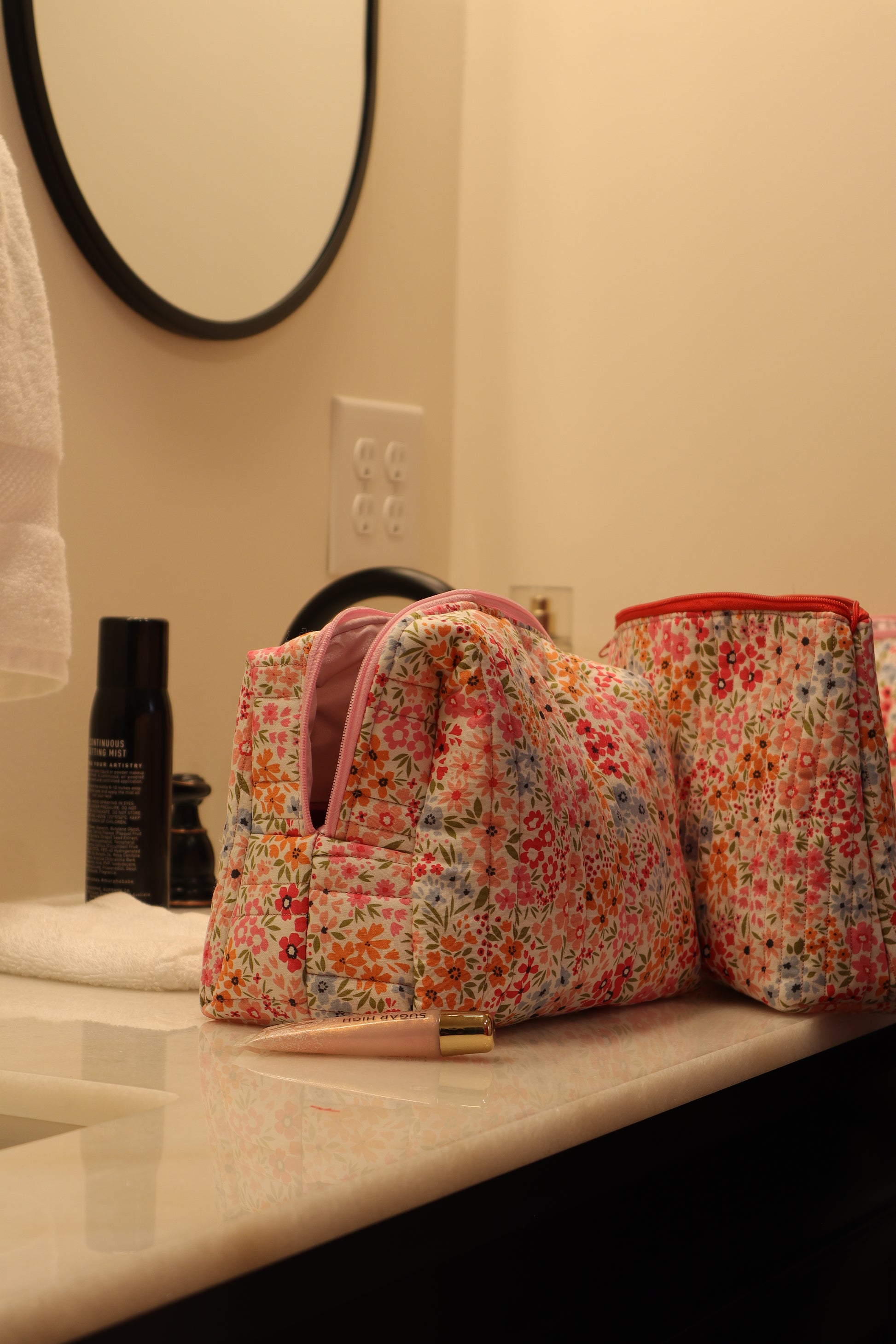 Boxy Floral Makeup Bag (Pink Edition) - Cori Eclectic Co.