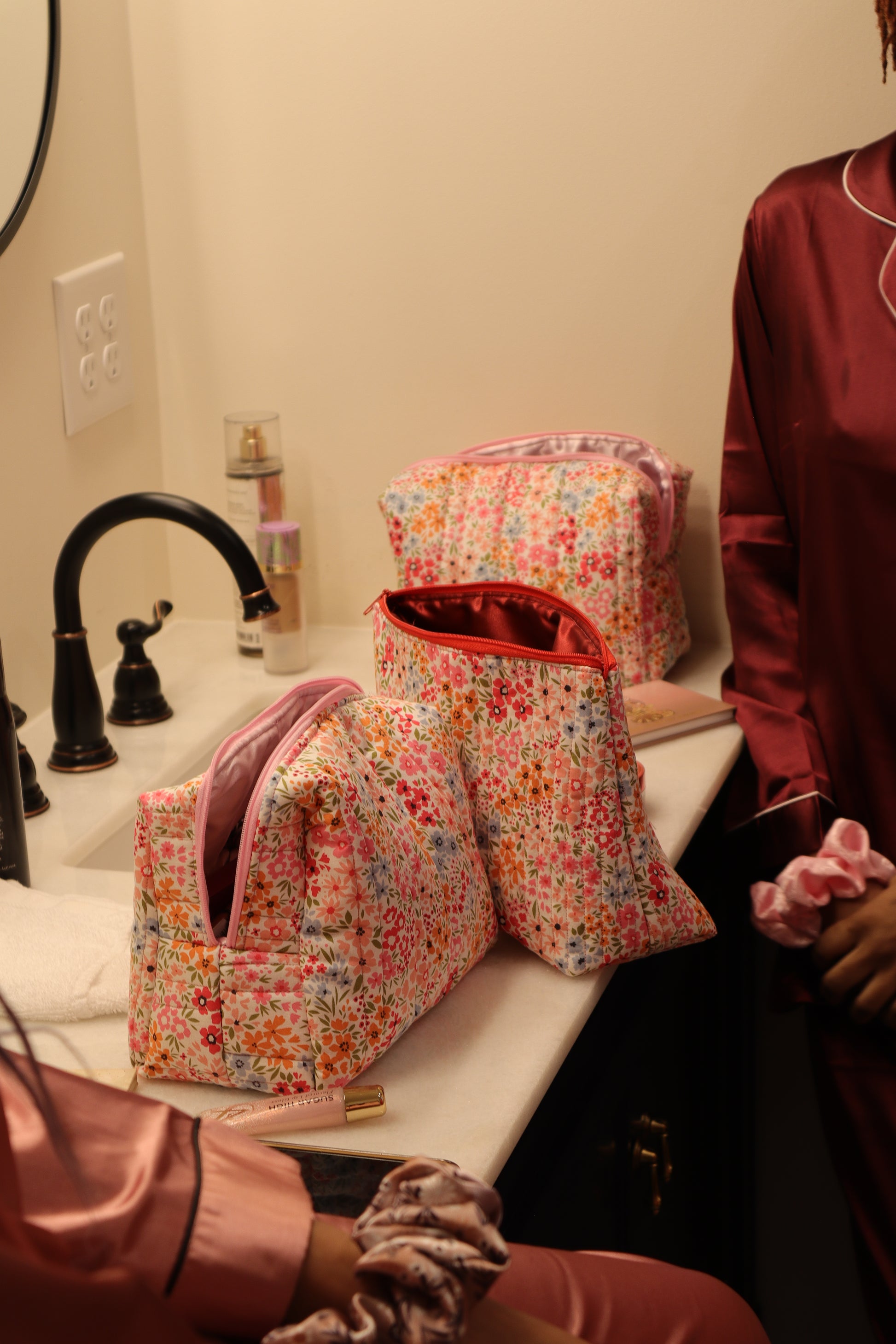 Boxy Floral Makeup Bag (Pink Edition) - Cori Eclectic Co.