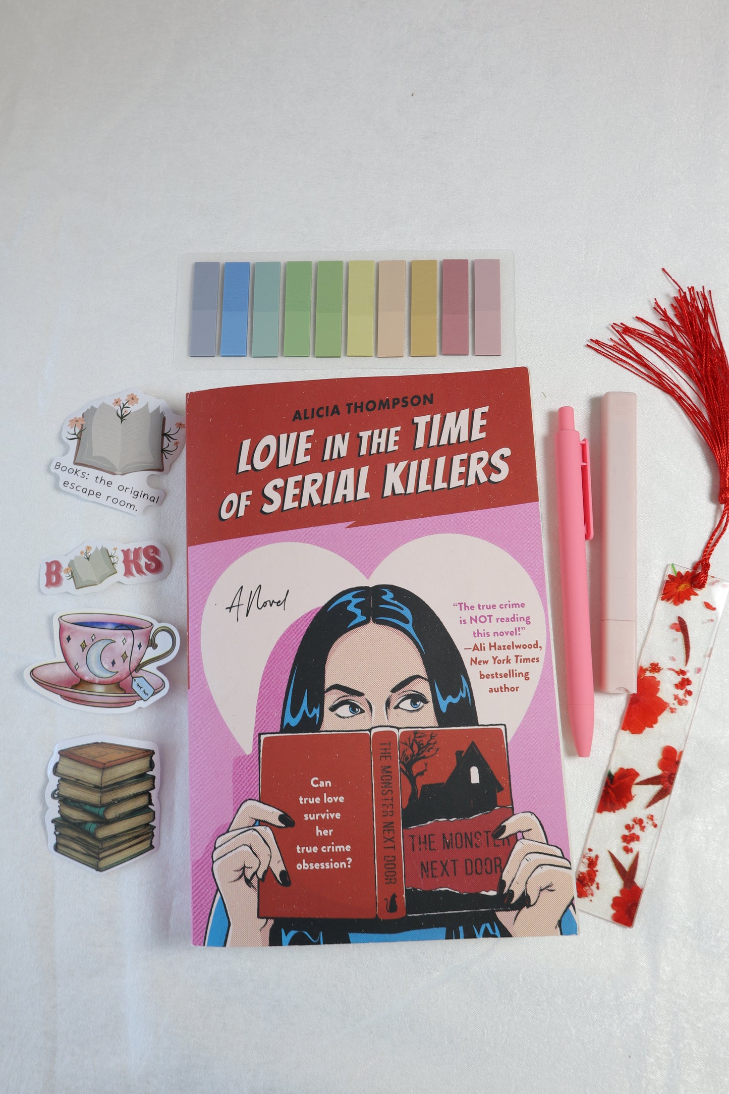 books, new book, mystery gift, reader, surprise, reading list, notation kit, bookmark, sticker, highlighter, pen, romance books, series books