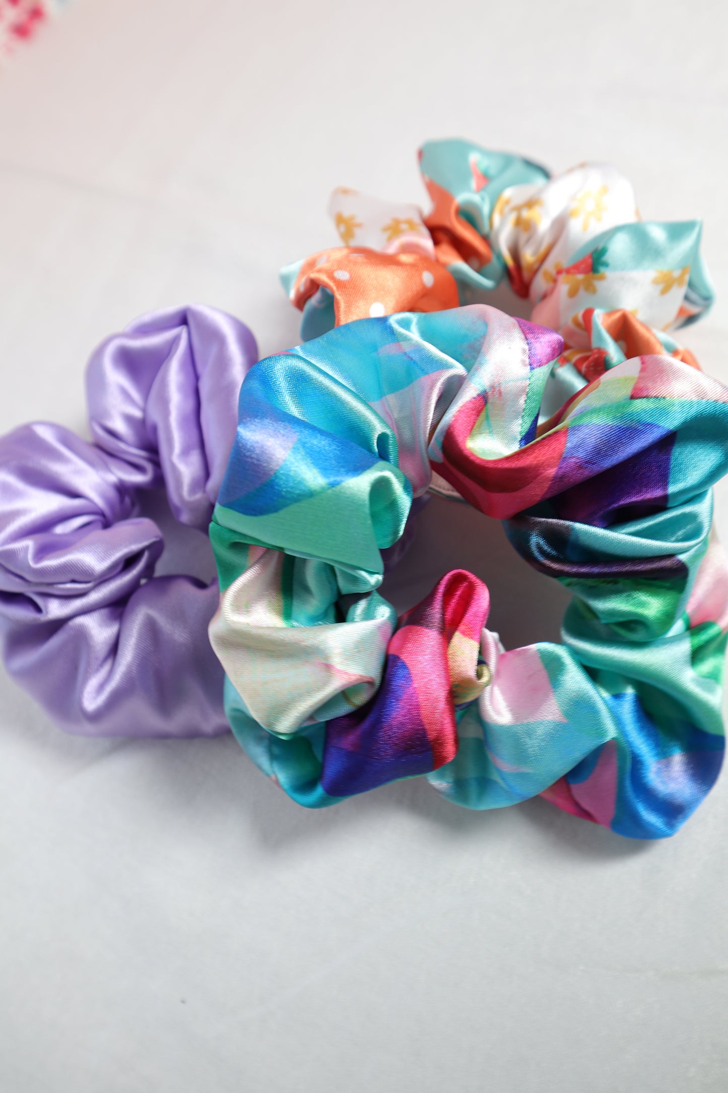 scrunchie, hair care, hair accessories, satin, hair protection, accessories, purple, lavender, girly, poly satin