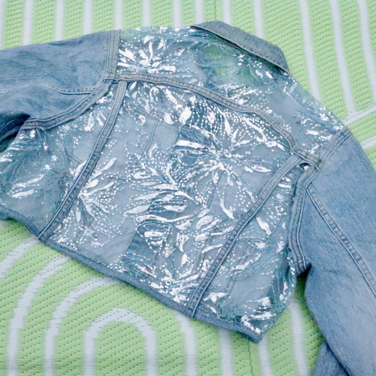 Glitzy - Cropped Reworked Denim Jacket