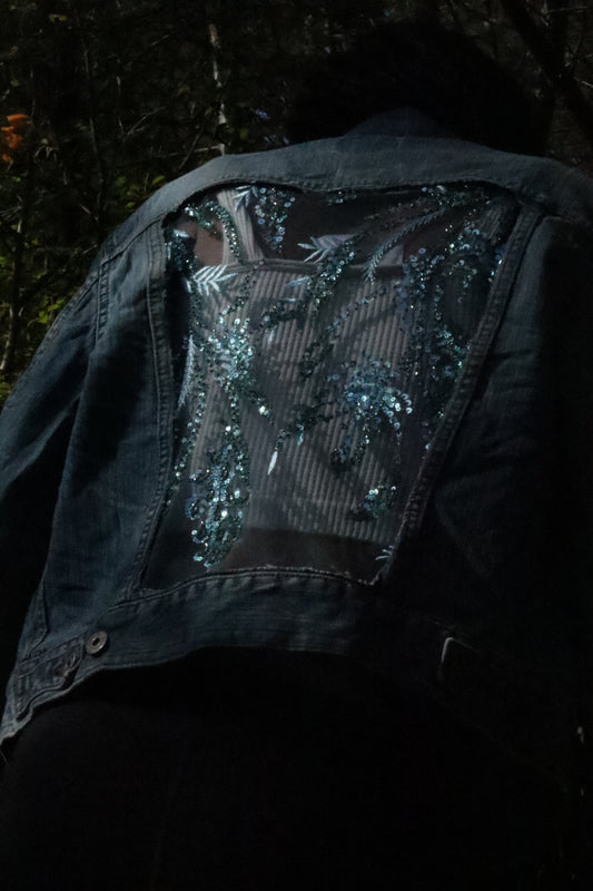 Glimmering Sea - Reworked Denim Jacket