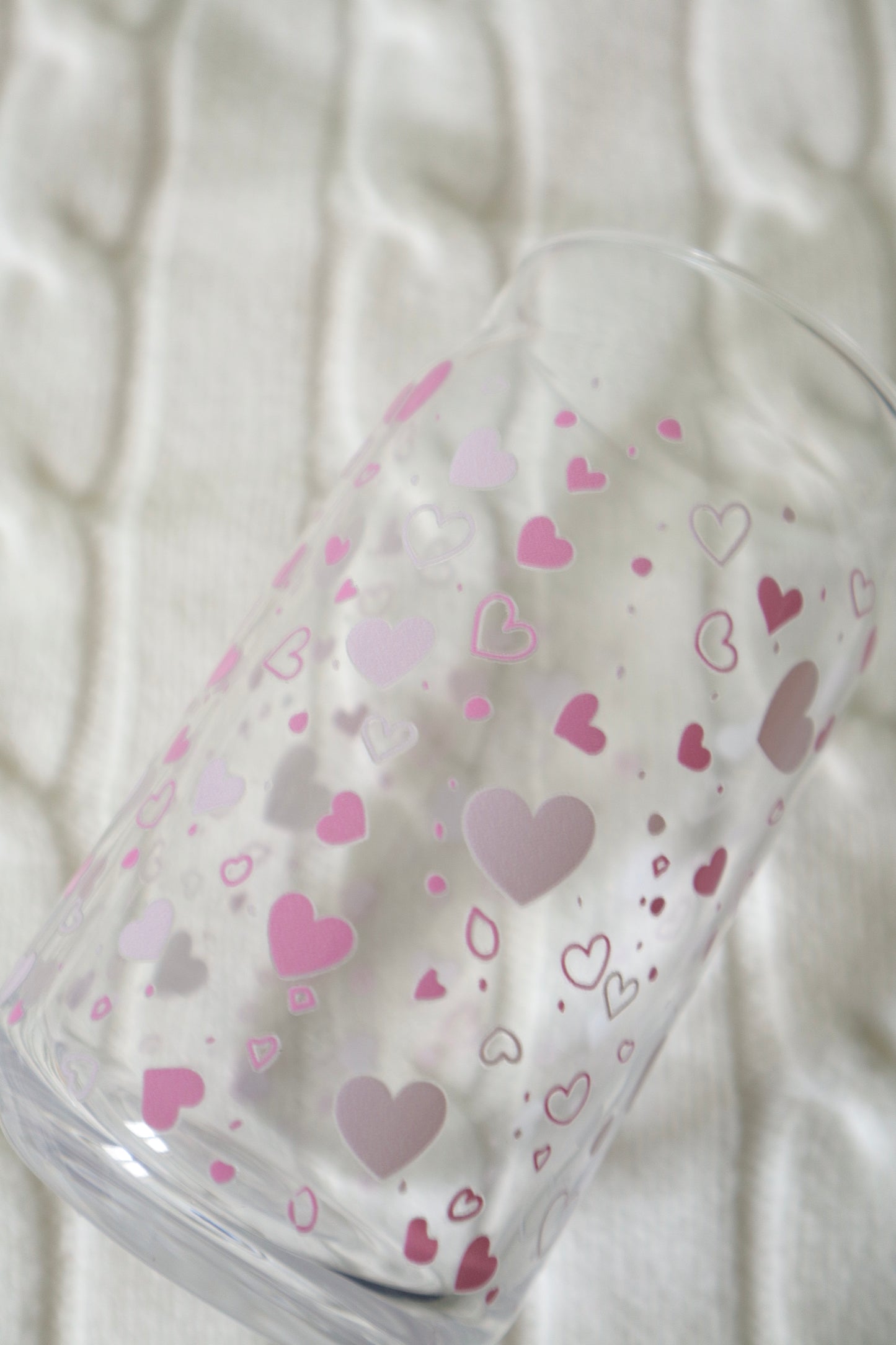 Cute Cup, Gift for Girls, Glassware, Bamboo Lid, 16oz Glass can, Home Decor, Pink Heart Design