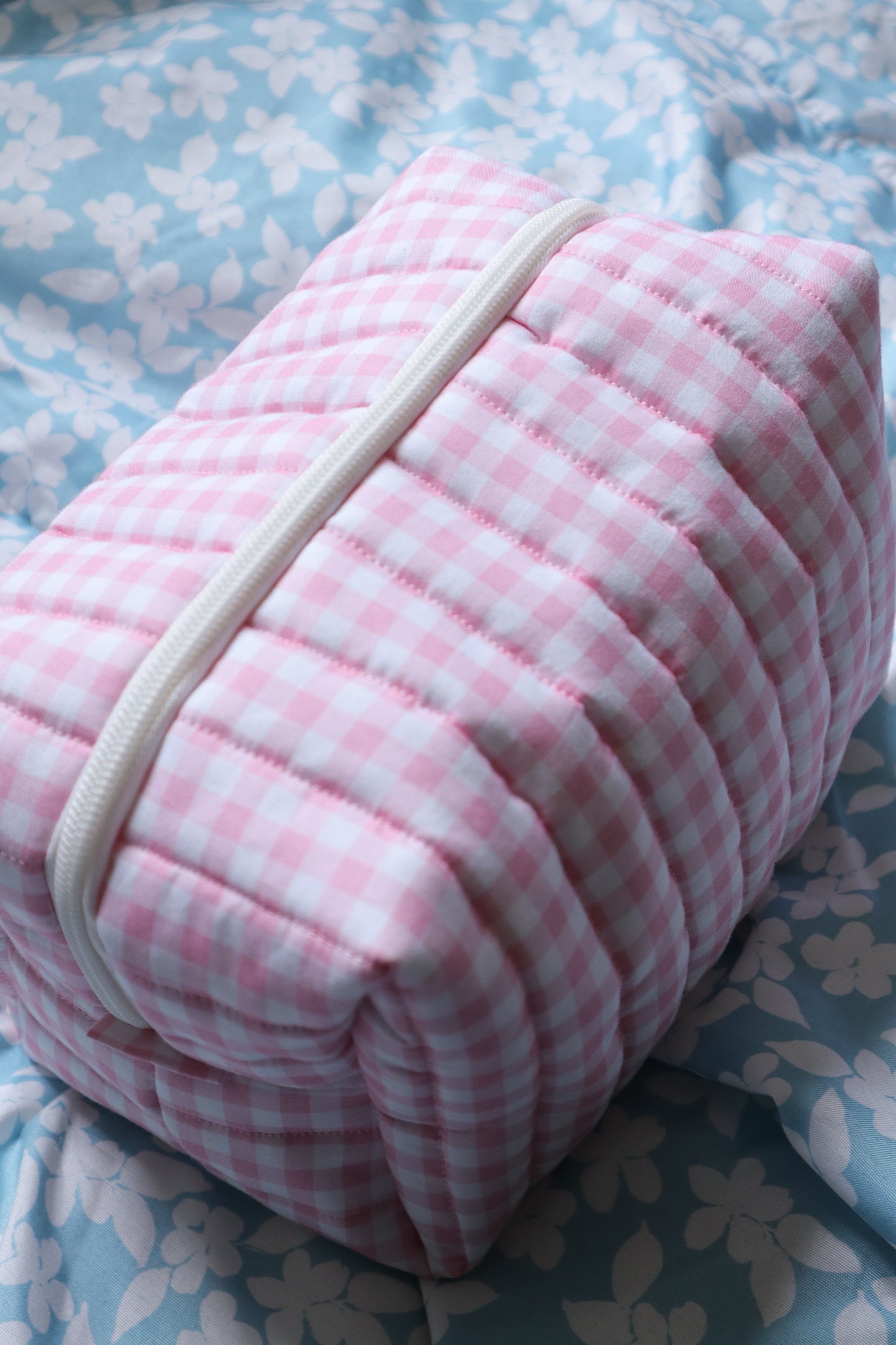 Pink Gingham Makeup Bag